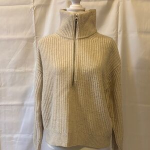Everlane Cream Turtleneck Half-Zip Sweater - size XXS